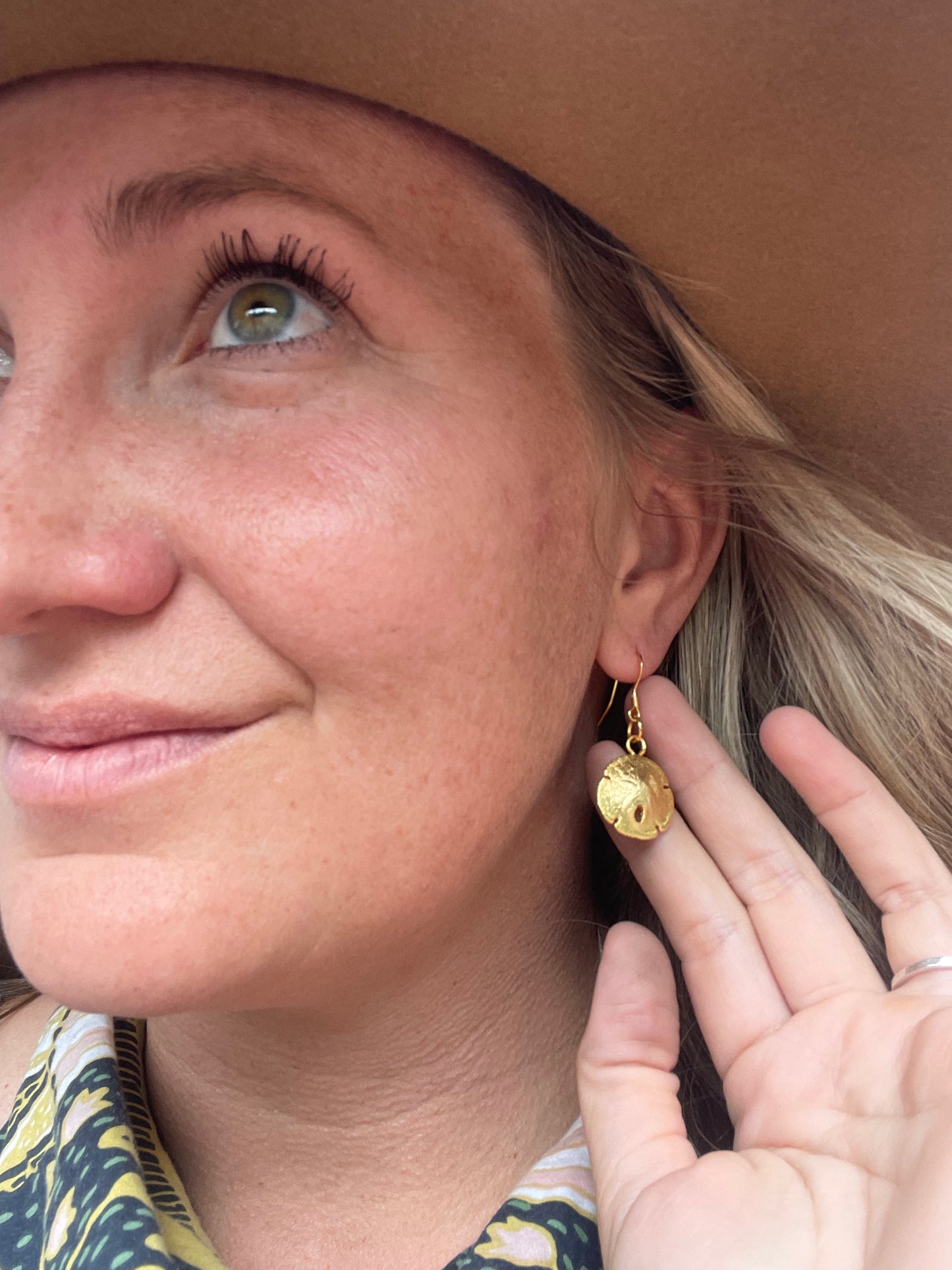 Golden Sand Dollar Earrings