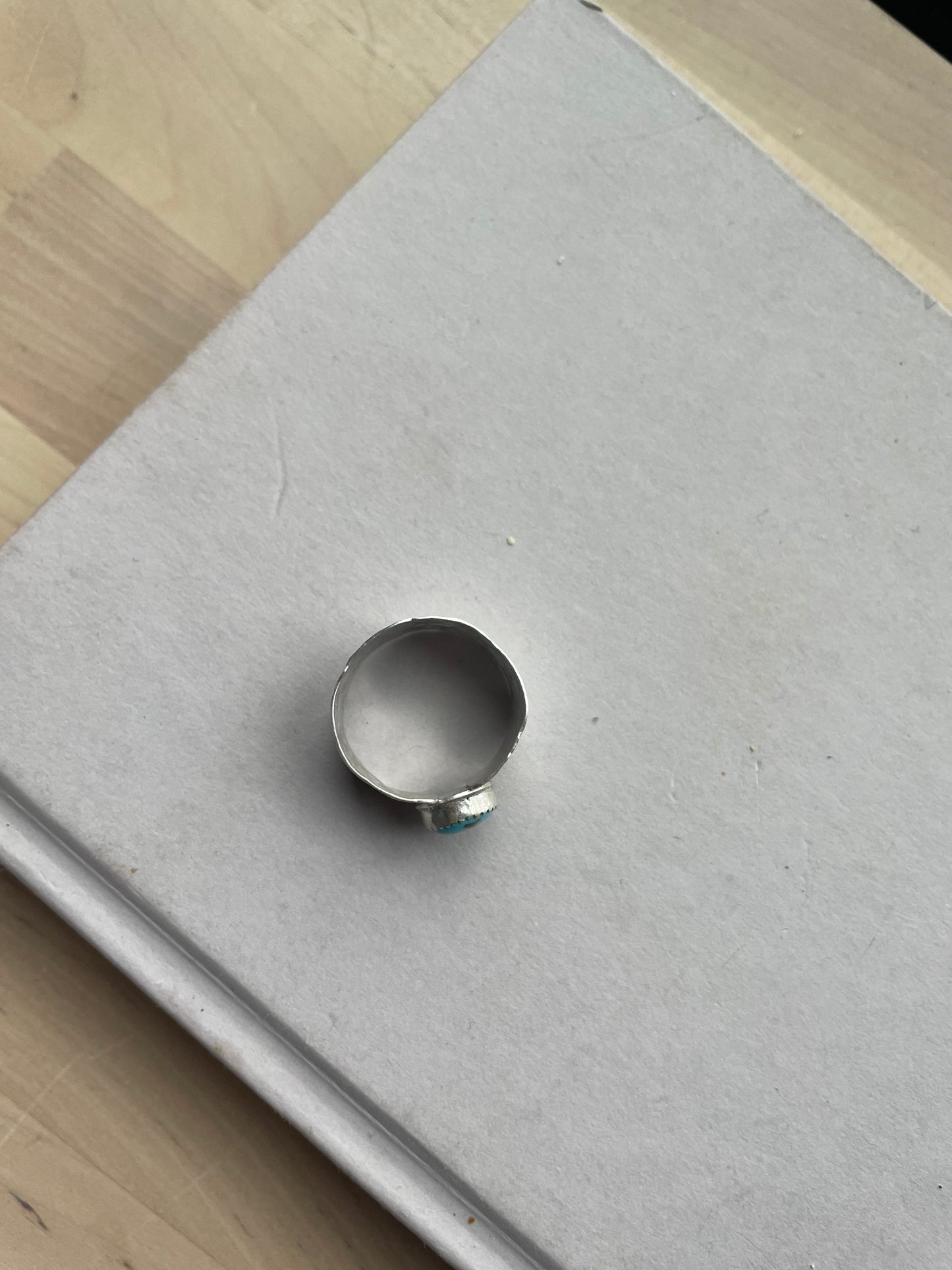 Turquoise Hammered Ring - Size 11.75