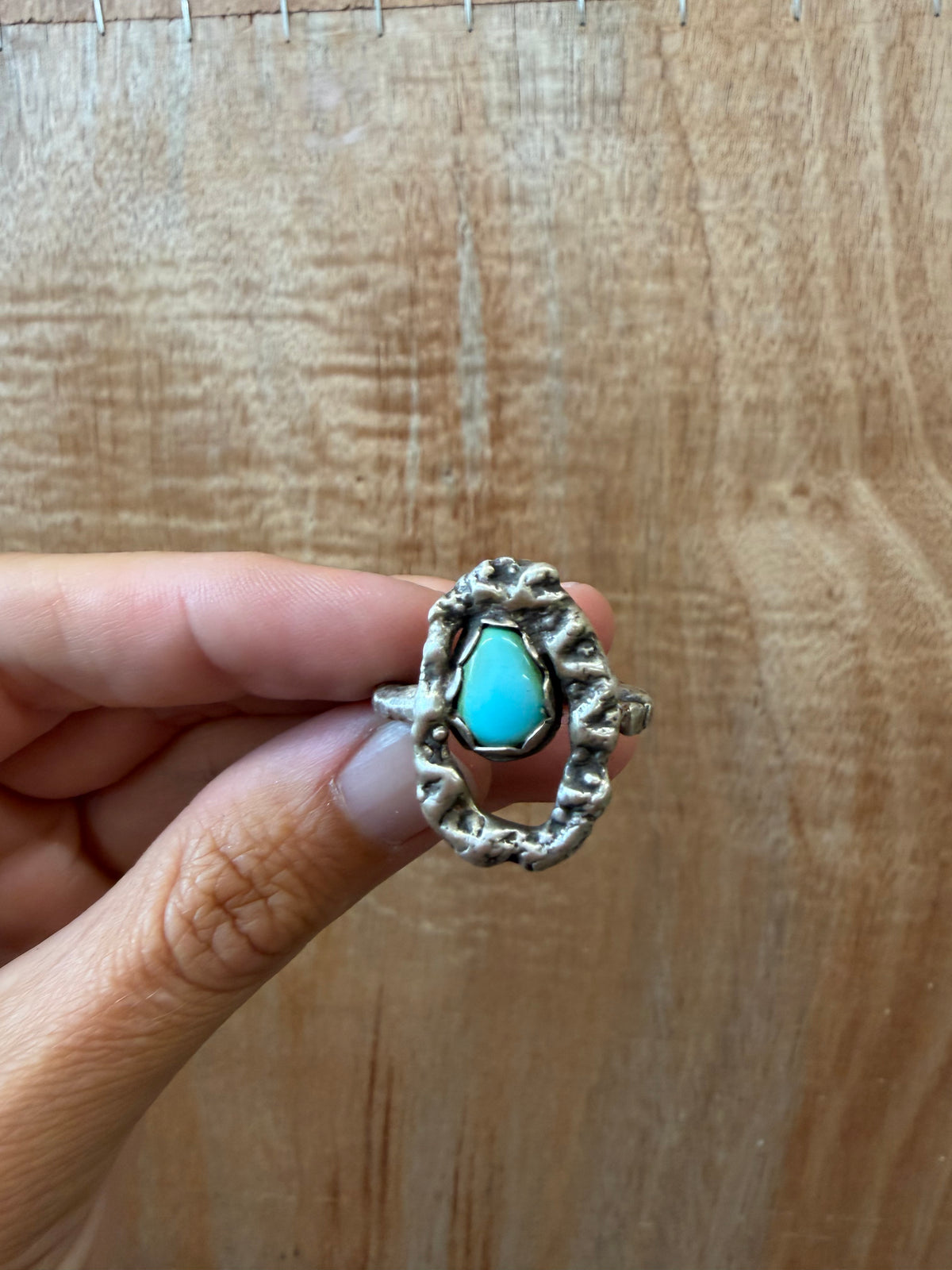 Hand forged Turquoise Ring SZ 8