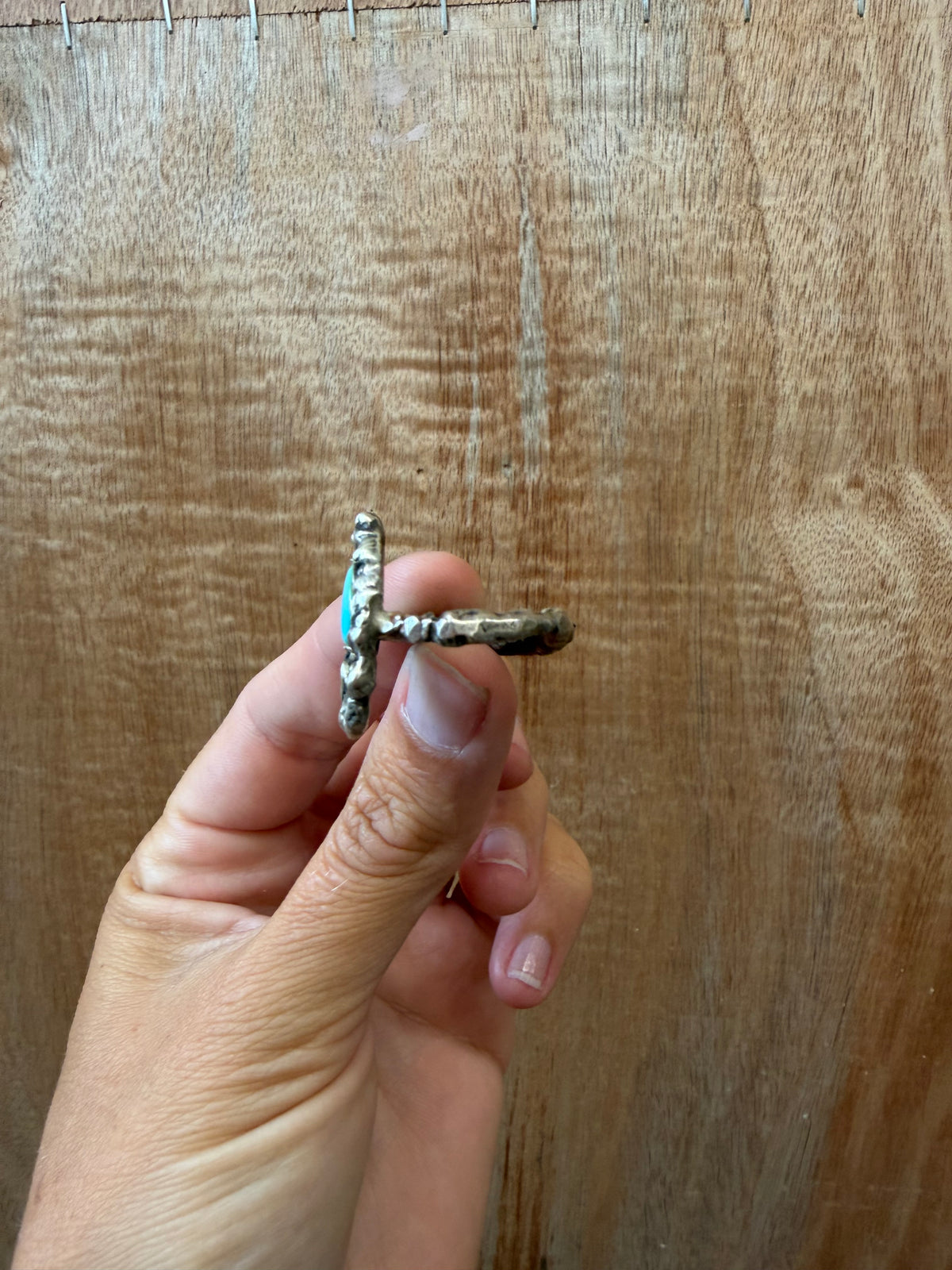 Hand forged Turquoise Ring SZ 8