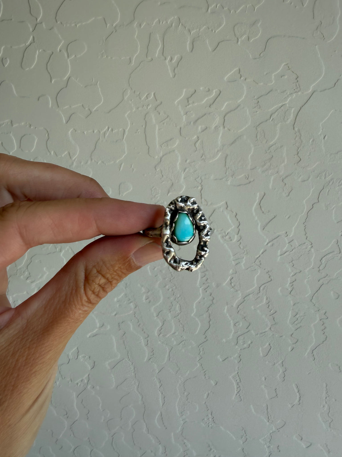 Hand forged Turquoise Ring SZ 8
